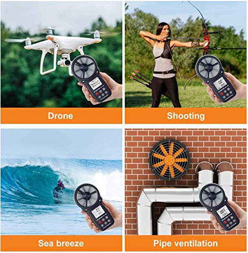 BTMETER BT-100 Digital Anemometer Handheld, Anemomters Wind Speed Meter for Measuring Wind Speed, Temperature and Wind Chill with Backlight and Max/Min/AVG for HVAC Shooting Drone