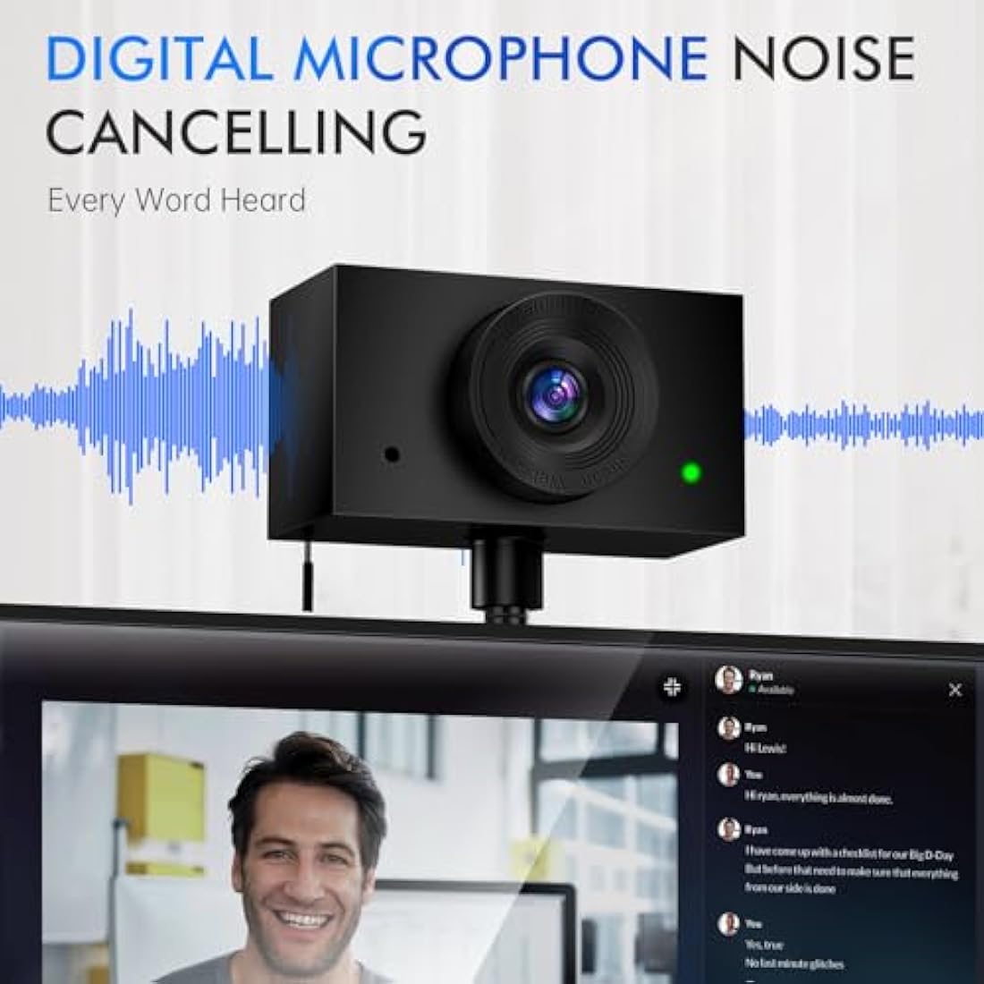 Danyesth Webcam for PC, Laptop Camera USB Webcam with Adjustable Gooseneck, Eye Contact 1080P Computer Camera for Presentation, Desktop Demo, Full-Body View, Video Call, Zoom, Teams, Skype (Black)