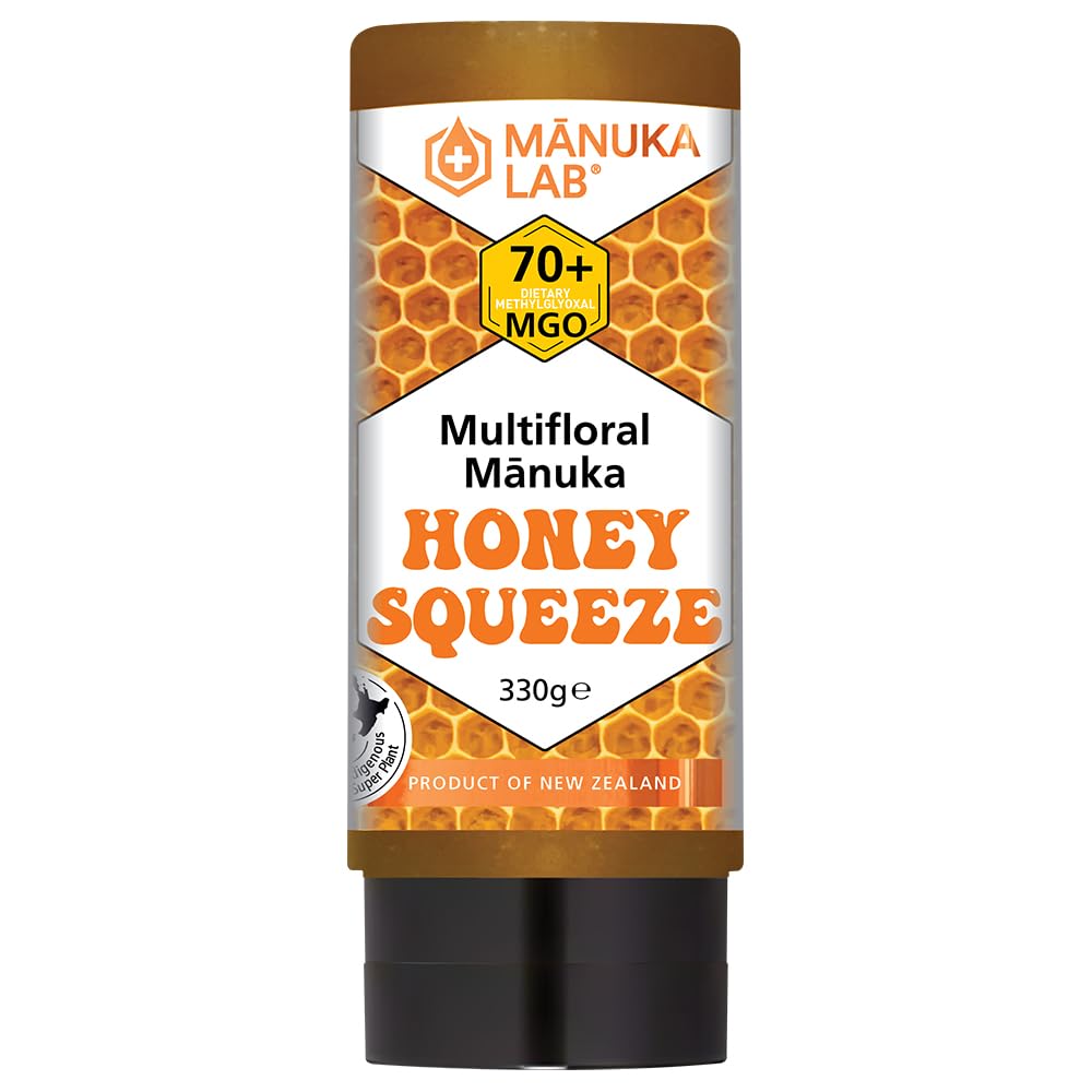Manuka Lab| Manuka Honey 70+ MGO Squeeze Bottle - 330g | Premium New Zealand Manuka Honey for Immune Support and Sore Throat Relief | Natural