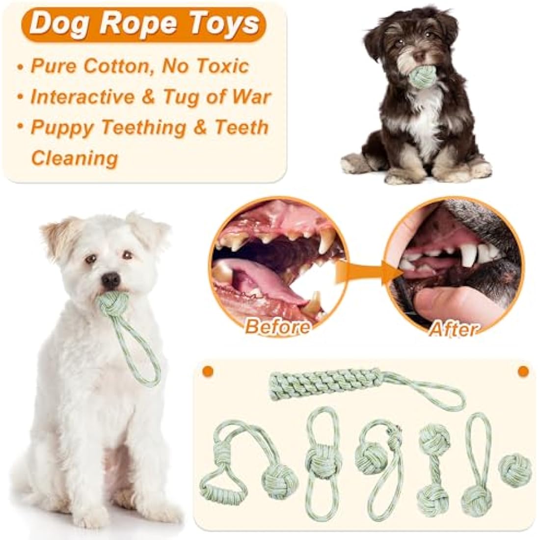 Ousiya 24 Pack Puppy Toys Set with Storage Box - Small Dog Teething Toys for Playing and Training