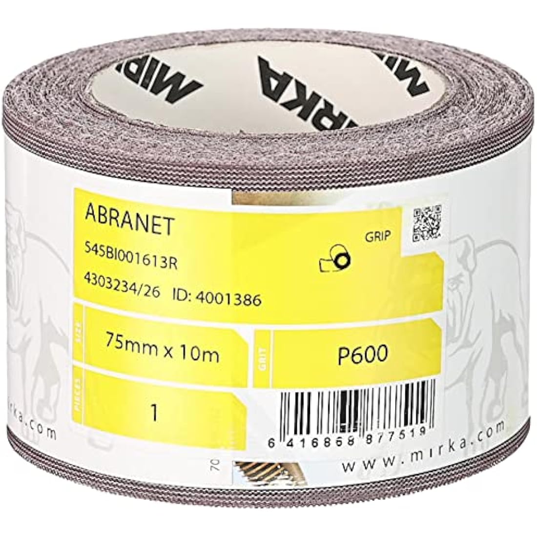 Mirka Abranet abrasive roll with net 75 mm x 10 m Grip/Grit P600 / 1 roll/for sanding wood, filler, varnish, plastic / 545BI001613R