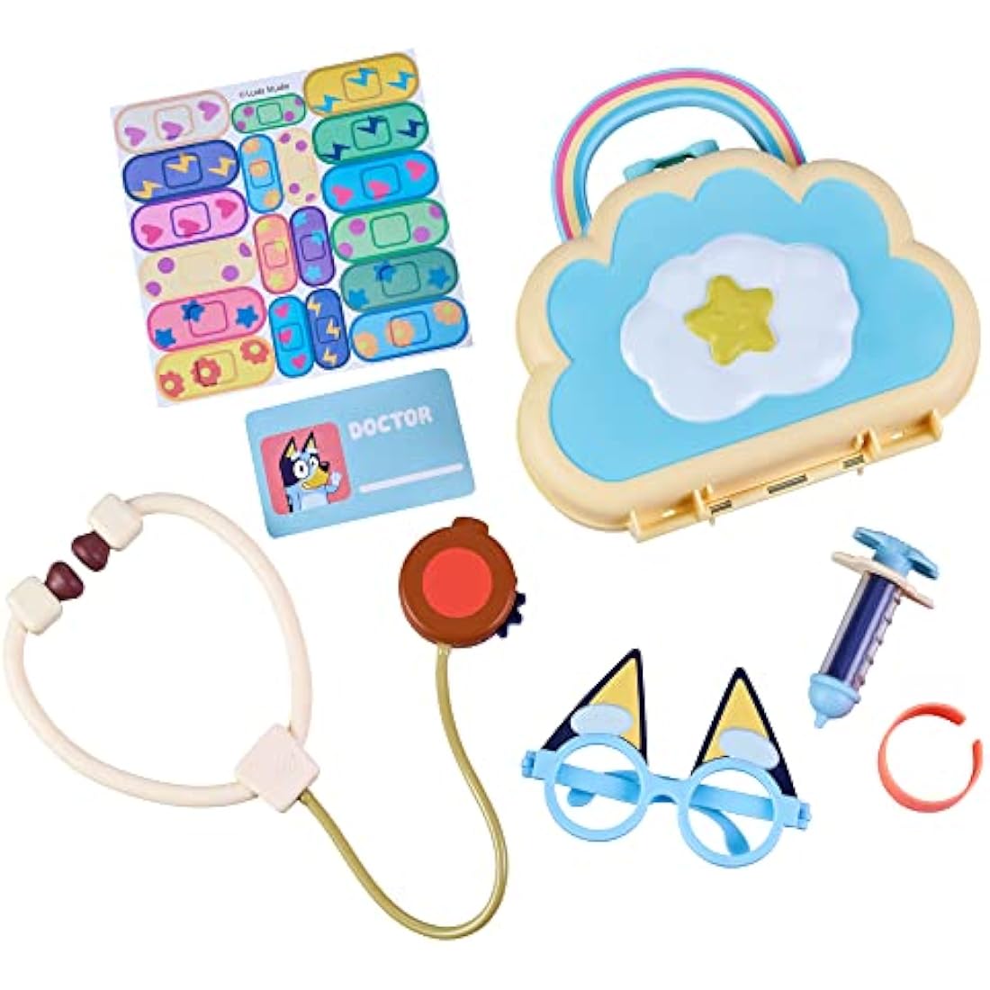 Bluey Cloud Bag Doctor's Set, Doctor Check Up Set, Toy Doctor's Playset with 7 Play Pieces, Multicolor (13095)
