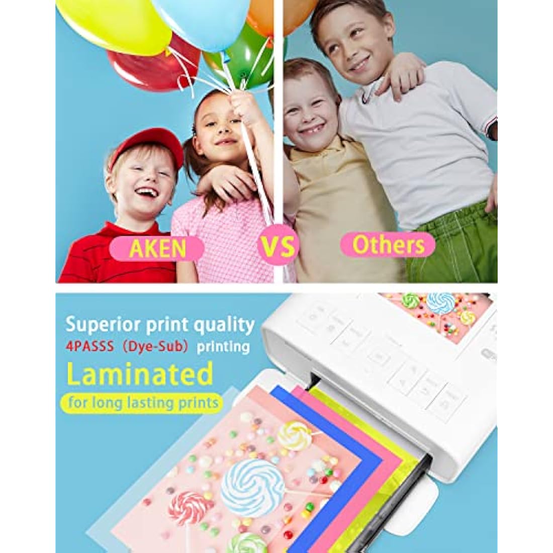 Selphy Photo Paper KP-108IN 3115B001(AA) Compatible with Canon Selphy CP1300 CP1200 CP1500 CP1000 CP910, 6 Photo Printer Cartridges, 216 Sheets Photo Paper