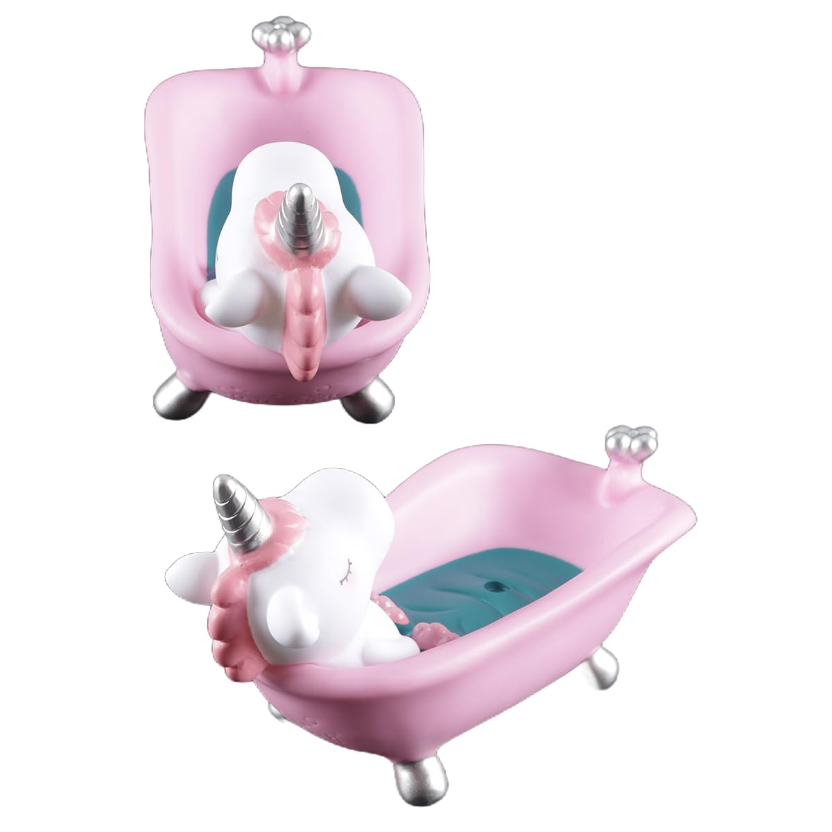 zalati Lovely Plastic Soap Dish, Cartoon Dish Unicorn Bathtub Soap Box with Drainage for Bathroom Bathtub, Kitchen Sink (Pink)
