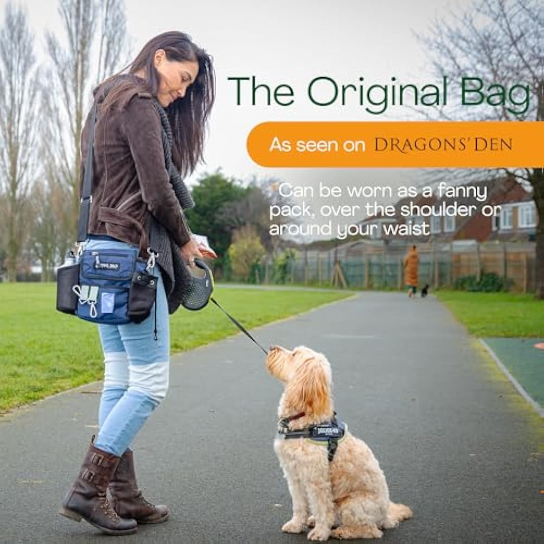 Barking Bags | Original Dog Walking Bag - Blue | As Seen On Dragons’ Den | Lightweight & Practical Design | Carry Dog Toys, Treats, Poop Bags & More with Ease