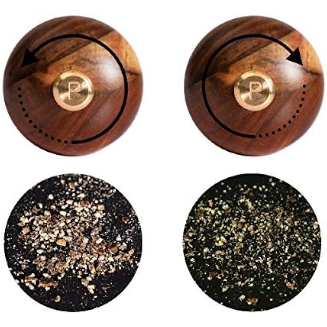 DeroTeno Pepper Mill, Pepper Grinder with Adjustable Stainless Steel Grinder, Acacia Wood, Height 30 cm