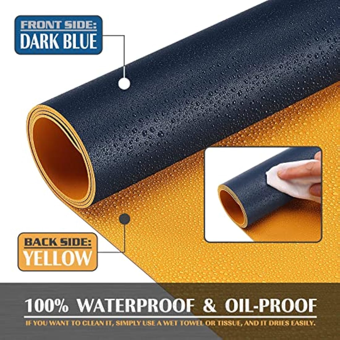 K KNODEL Large Office Leather Desk Mat, Mouse and Keyboard Pad, Computer and Laptop Mat, Desktop Protector and Cover, Writing Pad and Blotter (90x43cm, Dark Blue)
