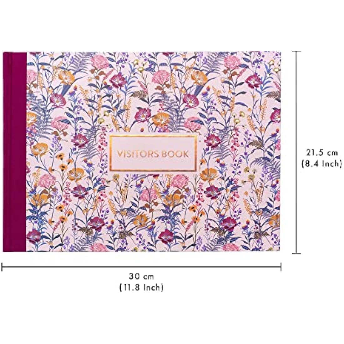 Pukka Pad, Bloom A4 Visitors Book – 96 Pages with 768 Entry Spaces – Includes Record Date, Name, Address, and Comment Fields – 120 GSM Paper – Cream