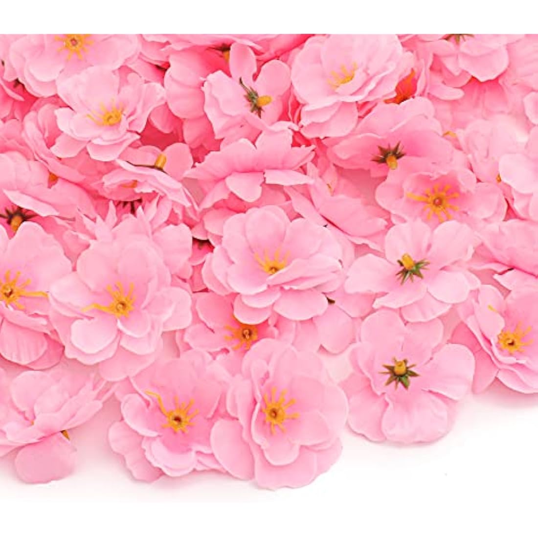 HUIANER 100PCS Artificial Silk Cherry Blossom Flower Heads, Fake Fabric Floral Head Petals Decor for Bridal Hair Clips Headbands Dress DIY Accessories Wedding Party Supply Table Decorative (Pink)