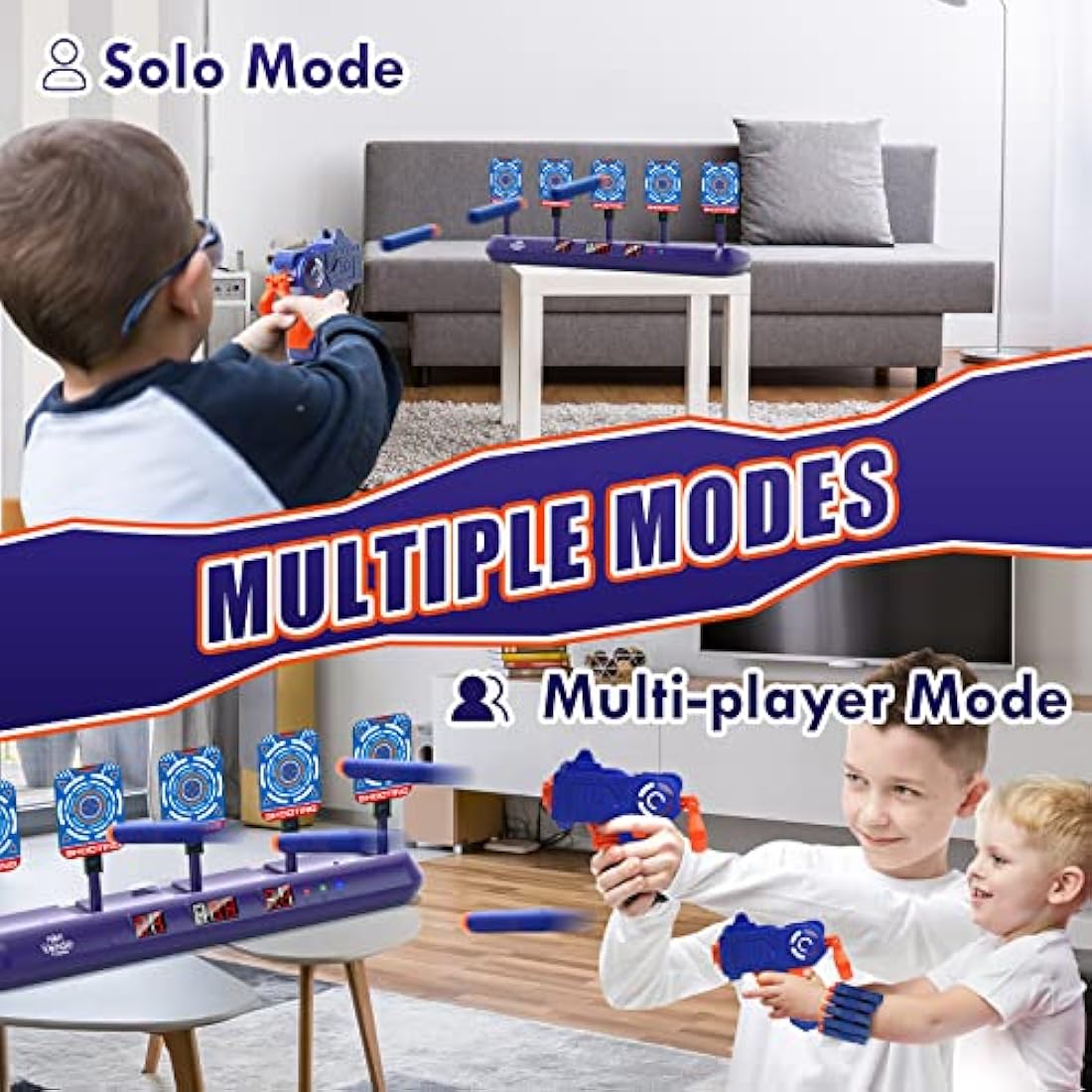 Lehoo Castle Nerf Target, Toys for 6 Year Old Boy, 5 Nerf Shooting Targets, Electronic Digital Auto Nerf Gun Target with Bullets Wrist Band for Boys Girls (Blue)