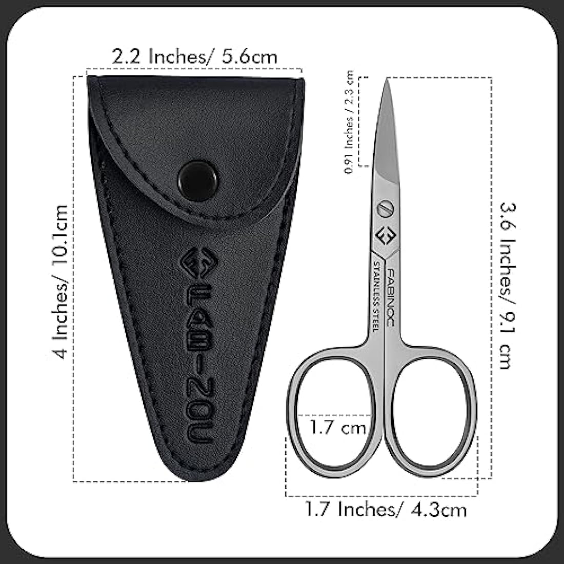 FABINOC® Straight Nail Scissors for Fingernail & Toenails | German Quality Stainless Steel | Small Sharp Manicure & Pedicure Scissors for Men & Women