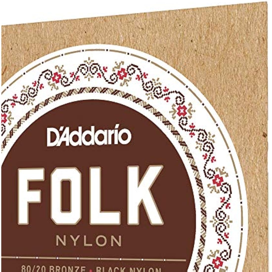 D'Addario Folk Nylon Classical Guitar Ball End String Set, Nylon, EJ34 Black Trebles 80/20 Bronze Basses
