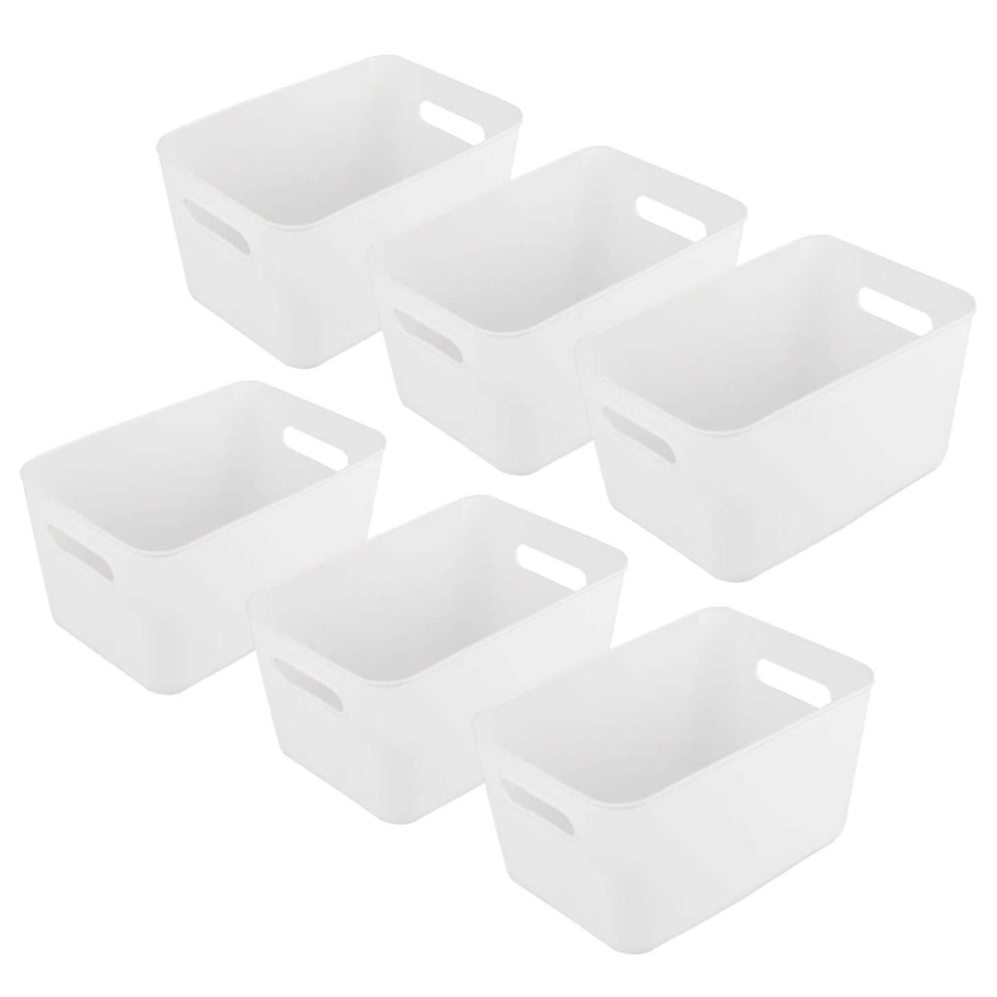 ASelected 6 Plastic Storage Boxes, White Storage Baskets, 25X17X15Cm Storage Boxes For Kitchen, Cabinets, Office, Bathroom, Toys