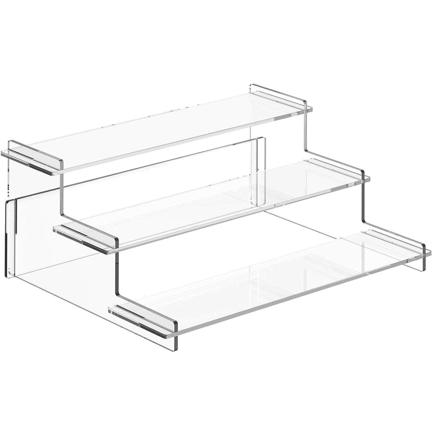 PIPITA 3 Tier Acrylic trapezoidal Display Stand, 9-in Clear Acrylic Display Shelf,Perfume Nail Polish Organiser Object