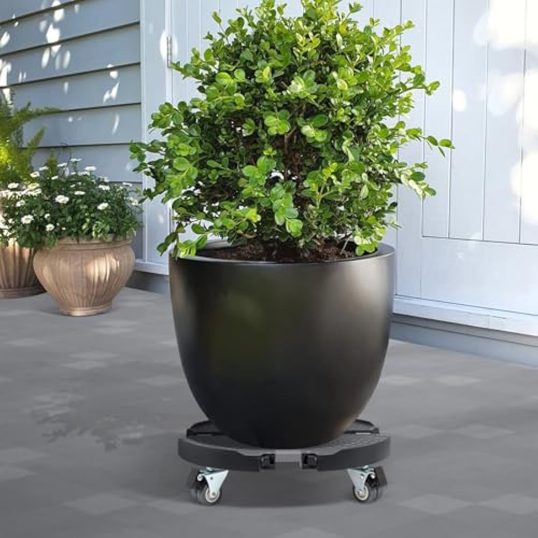W B D WEIBIDA Plant Caddy with Wheels Heavy Duty 440lbs Capacity, Adjustable 15-21 Inch Rolling Plant Stand Indoor Outdoor, Large Plant Cart Dolly with Casters for Flower Pot Garden Pot Mover Black