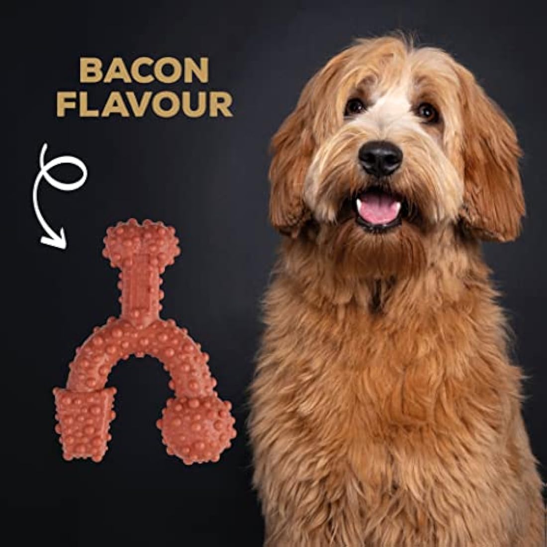TastyBone TrioBone Nylon Dog Chew Toy for Small Dogs (Bacon) - Indestructible for Aggressive Chewers, Everlasting Flavour, Strong Healthy Teeth, Made in the UK