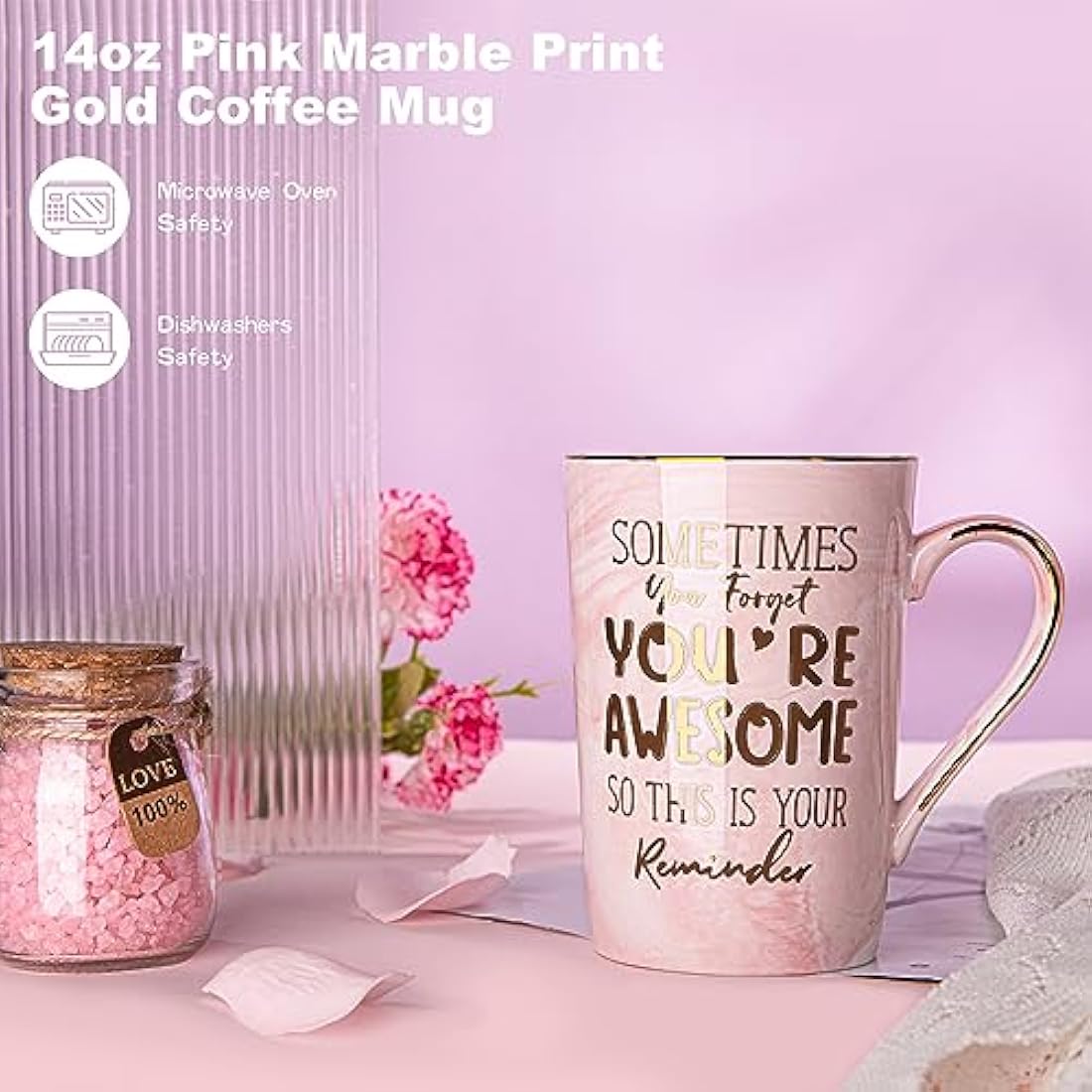 Birthday Gifts for Women Pamper - Inspirational Thank You Gifts for Her, Relaxation Spa Gift Hamper for Ladies, Self Care Bath Set with Scented Candle, 14oz Coffee Mug, Greeting Card, Elegant Gift Box