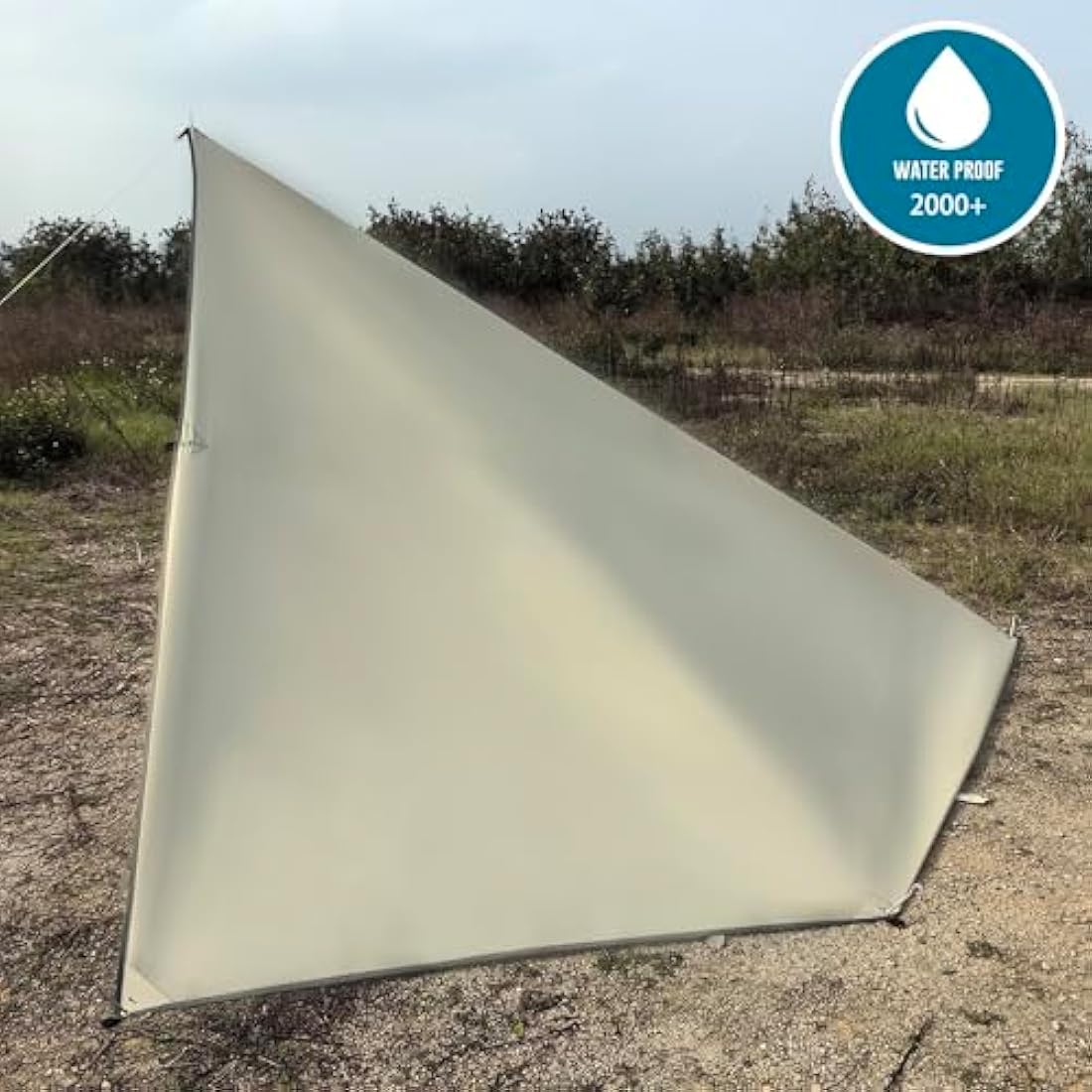 HIDEWALKER Camping Tarp Shelter 3x3m 3x4m 3x5m Lightweight Tent Tarpaulin Waterproof Tent Awning Canopy Basha Sunshade for Hiking Backpacking (Khaki, 3x5m)