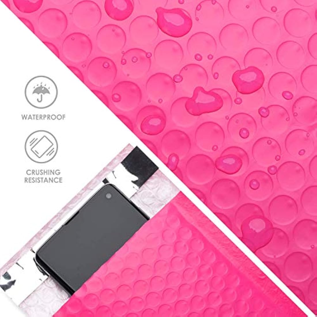 Switory 50pcs 10.2x17.7cm Poly Bubble Mailers, 4X7 Inch Padded Envelopes Bulk #000, Bubble Lined Wrap Polymailer Bags for Shipping Packaging Mailing Self Seal -Pink