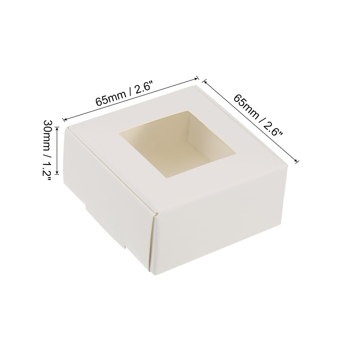 PATIKIL 2.5"x2.5"x1" Paper Soap Box with Window, 30 Pack Homemade Soap Boxes Square Presents Packaging Boxes for Birthday Christmas DIY Craft, White