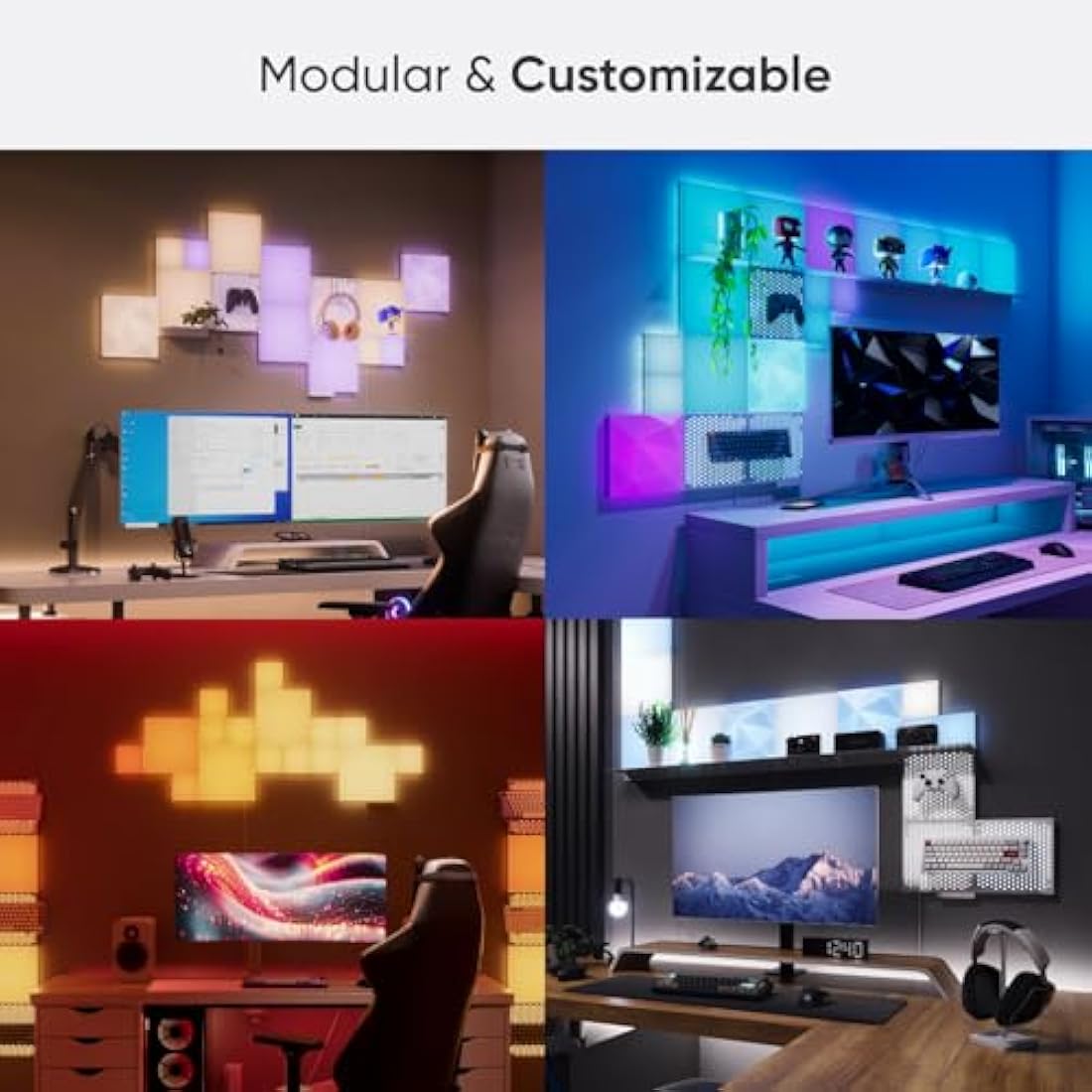 Nanoleaf Blocks 10-Pack Combo Starter Kit | RGBW Color-Changing Wall Light Panels, LED Light Pegboard & Shelf, Pixel-Art Style, Thread & Wi-Fi, App & Voice Control (Works with Alexa, Apple Google)