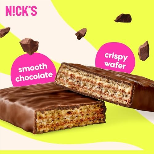 NICKS Chocolate Wafer Bars, Low Carb Biscuits Candy Snack Bar, 165 Calories, No Added Sugar Gluten Free Sweets (Multipack 24x35g)