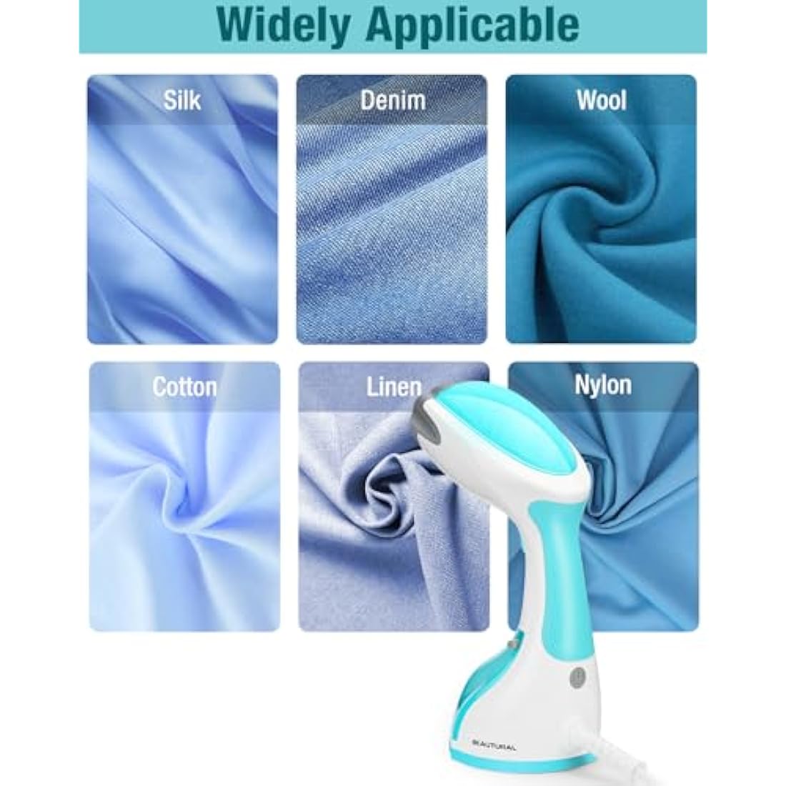 BEAUTURAL Clothes Steamer, Portable Handheld Steamer, Garment Fabric Wrinkles Remover, 30-Second Fast Heat-up, Auto-Off, Large Detachable Water Tank