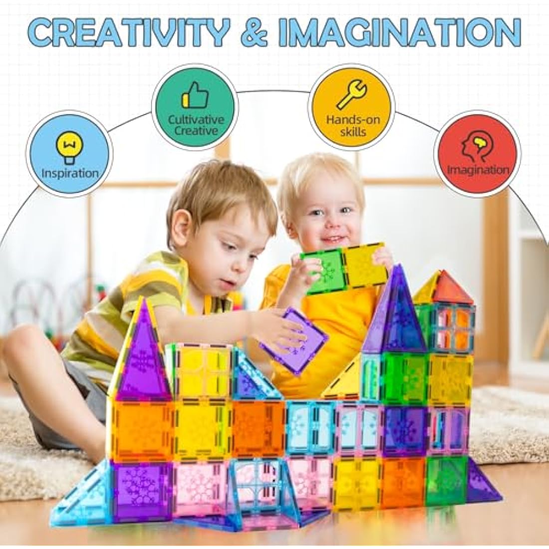 Xekel 120PCS Magnetic Building Blocks, Magnetic Tiles 3D Kids Toys Sets, Building Construction Educational STEM Toys for 3+ Year Old Boys and Girls Christmas Birthday Gifts