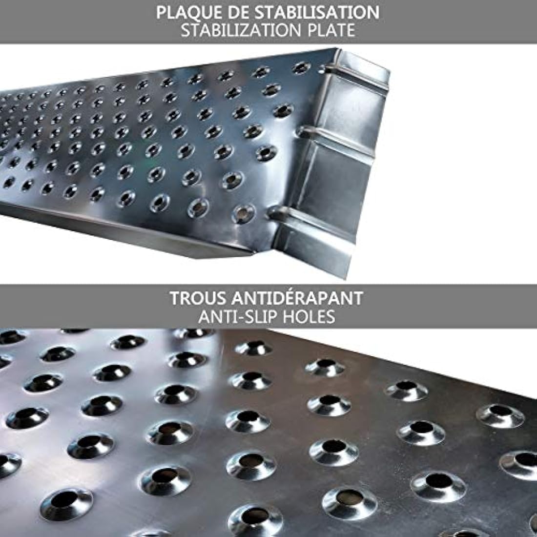 VOUNOT Loading Ramps, 2 Steel Ramps Heavy Duty for Van, Lawnmower, ATV, Quad Motorcycle, 400 kg Max Loading, 135 x 23 cm