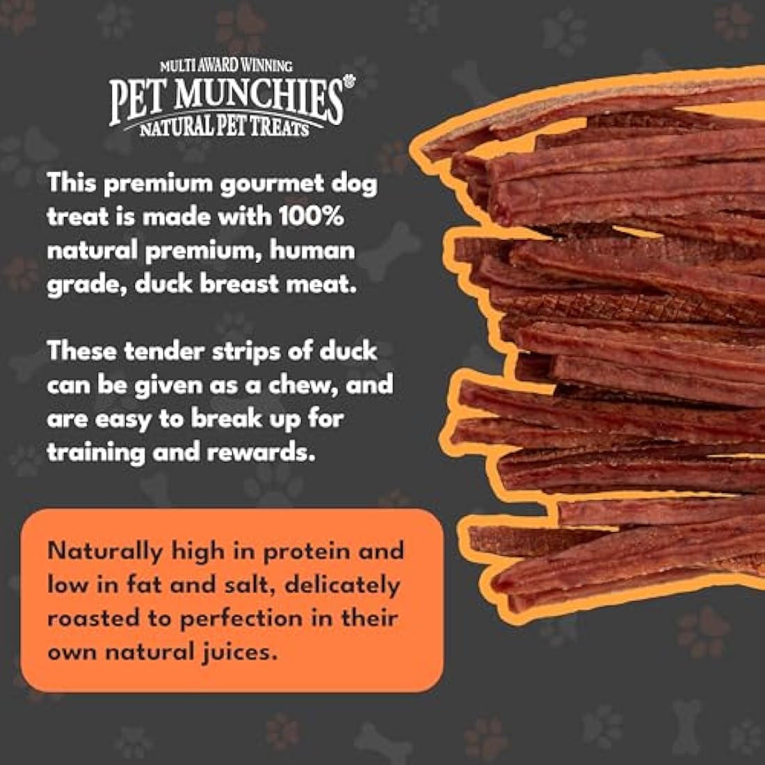 Pet Munchies Duck Strips Dog Treats, Value Pack Dog Chews with Natural Real Meat, Grain Free, Low in Fat and High in Protein 320g