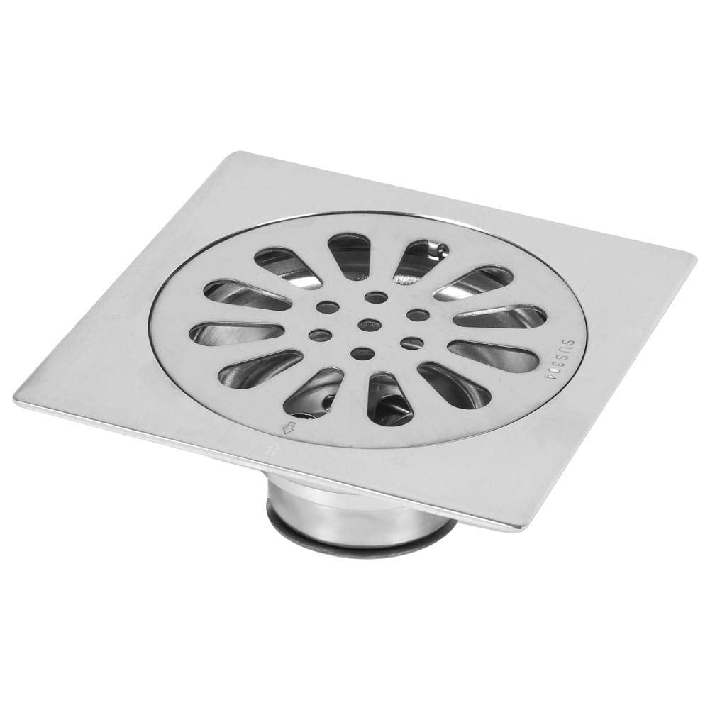 Floor Drain with Removable Cover,100 * 100mm Sink Square Stainless Steel Shower Drain Drainage Guards,Waste Grate Strainer for Bathroom Toilet Laundry