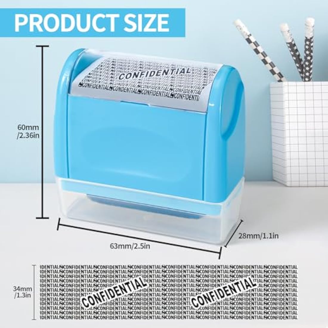 Lindastas Address Blocker Wide Roller Stamp - Confidential Data Defender With 3-Pack Refills for Anti Theft and Privacy Safety (Blue Stamp + 3 Refills)