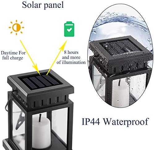 GIGALUMI Solar Hanging Lantern Outdoor, 8 Pack Solar Candle Lights with Stake for Garden,Patio , Lawn, Deck , Umbrella, Tent, Tree,Yard,Driveway(Warm White).