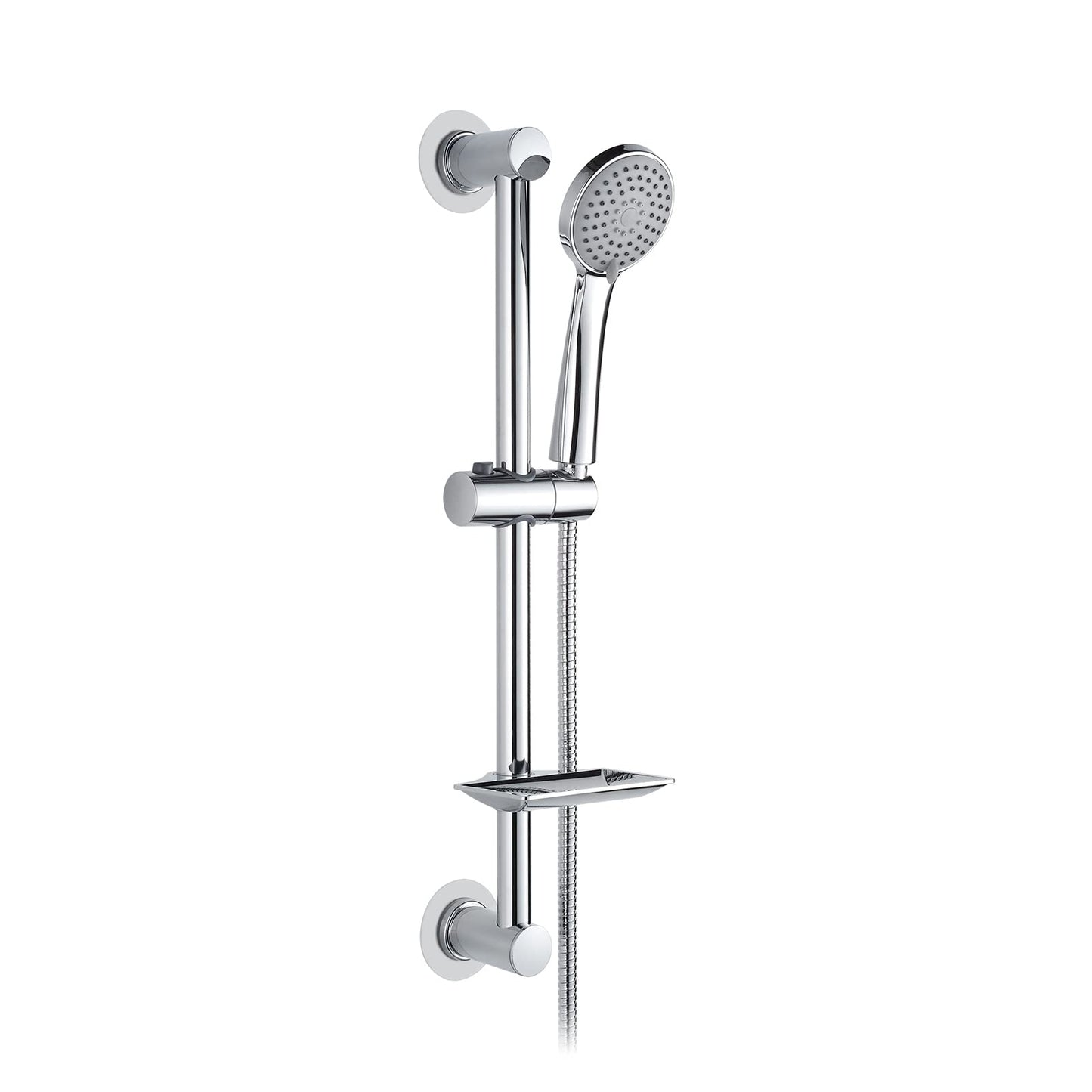 Ibergrif M20903-1 Shower Riser Rail, Nail-Free Shower Slide Bar with Shower Head,170CM Shower Hose,Shower Head Holder and Soap Dish, Adjustable Shower