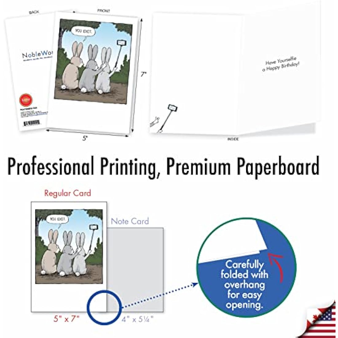 NobleWorks - 36 Assorted Funny Birthday Cards Bulk Box Set with Envelopes (36 Designs, 1 Each) Mixed Humor Greeting Card Variety Pack for Men and Women - Cartoon Party AC9374BDG-B1x36