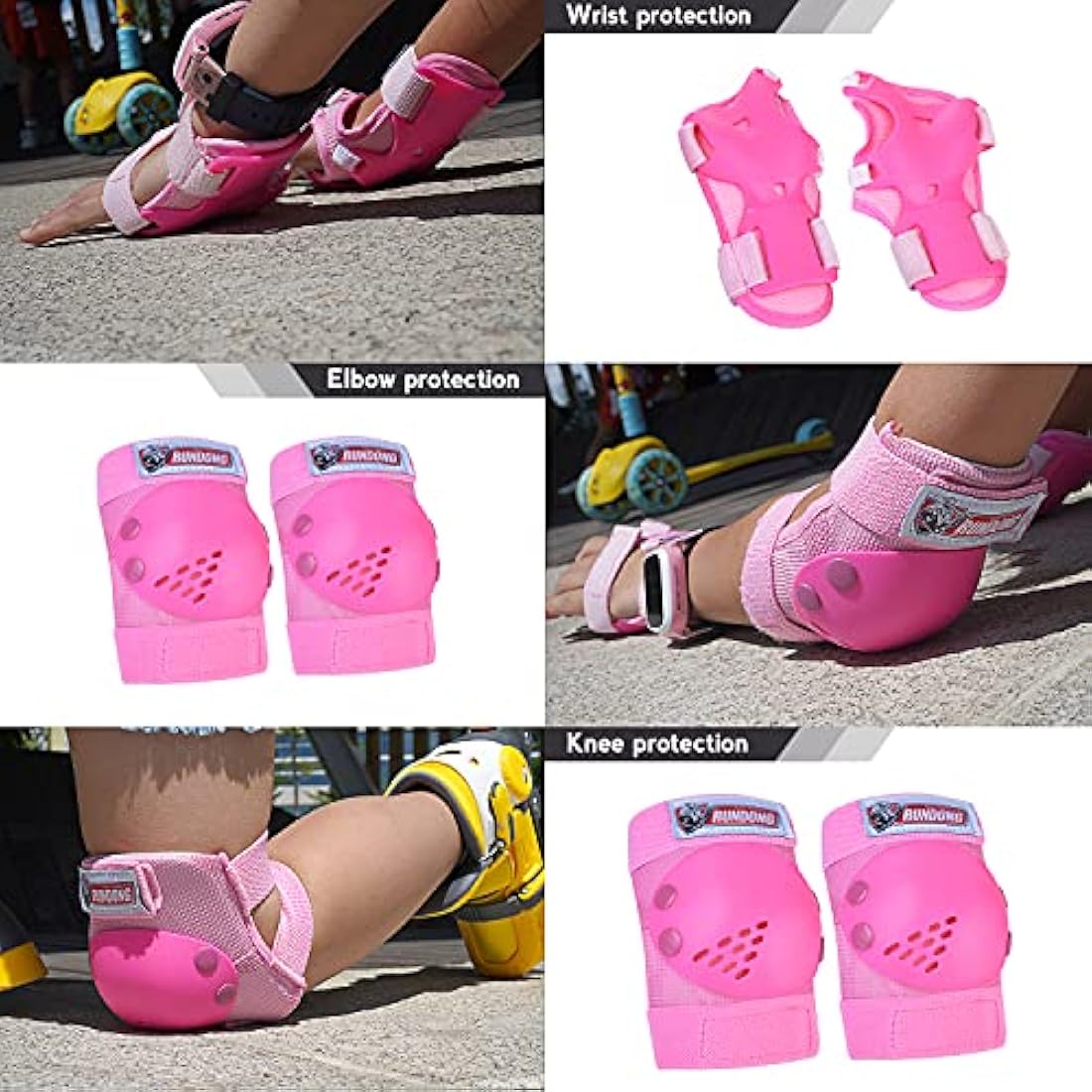 Youth/Kids Knee Pads Elbow Pad Wrist Guards Protective Gear Set for 3-15 Years Child Roller Skates Skateboard Inline Rollerblading Cycling BMX Bike Skating Scooter Riding and Other Outdoor Sports