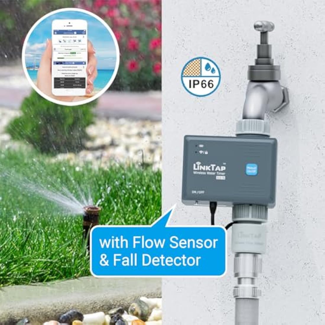LinkTap G2S Wireless Water Timer & Gateway, Smart Hose Timer for Garden, Weather Adaptive, Wider Range Than WiFi, Real-Time Fault Detection & Notification, IP66, 2-Year Battery Life, 2-Year Warranty