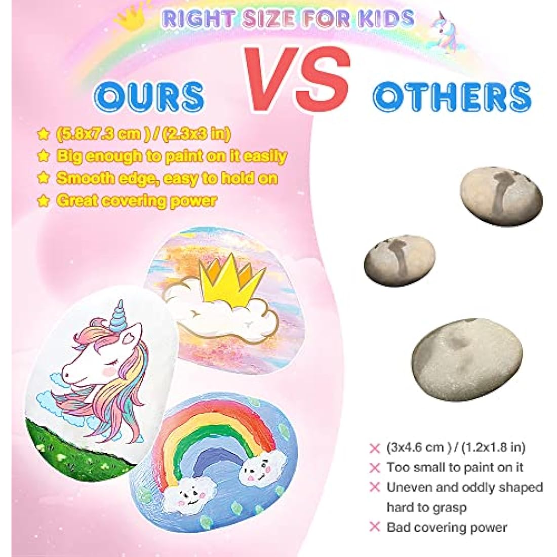 Lekebaby Unicorn Rock Painting Kit, Arts and Crafts for Kids 3-12 Years Old, Presents for Girls Boys Age 3+, Pink