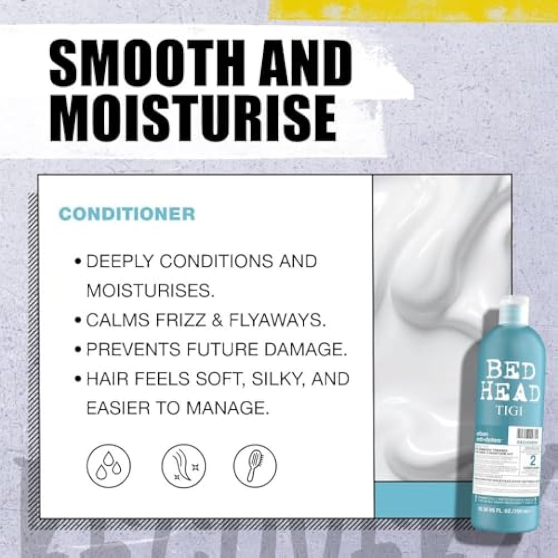 Bed Head by TIGI | Recovery Shampoo and Conditioner Set | Professional Moisturising Hair Repair Treatment | Ideal For Dry And Damaged Hair | 750 ml ( Pack of 2)