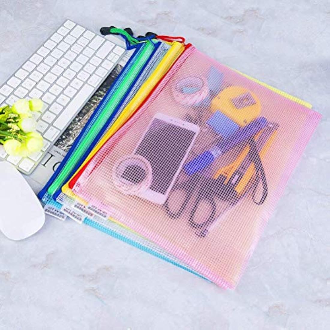 Vicloon Plastic Wallets A4, 10 Pcs A4 Zip Lock Bags Document Wallet Document Folders Plastic Pockets with Zipper for School Office Homework Travel Storage Bags