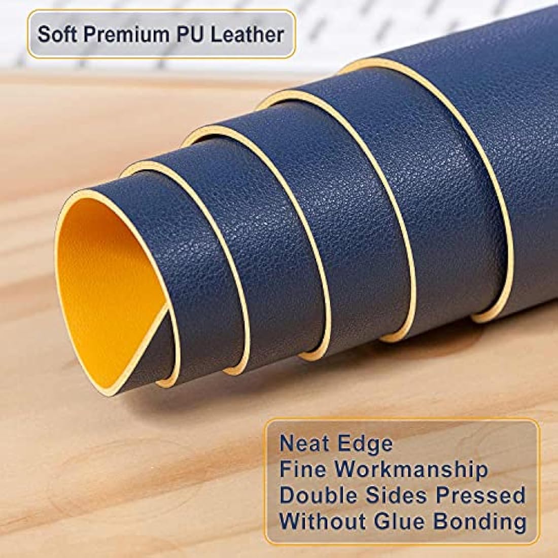 Desk Pad Large, Desk Mat, Extended Mouse Mat, Mouse Pad XL, Desk Blotter, DOBAOJIA Laptop Pad Writing Pad for Office/Home, Dual-Side Use PU Leather Waterproof 31.5" X 15.7" (Navy Blue/Yellow)