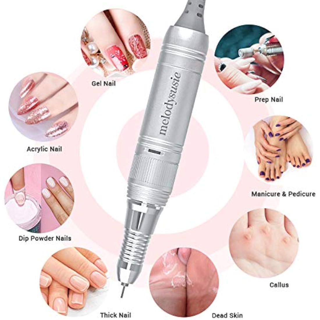MELODYSUSIE Scarlet Nail Drill 30000RPM, Professional Low Noise, Low Vibration, Electric Nail Files, Nail Drill Machine for Acrylic Nails and Gel Nails, Electronic equipment(Pink)