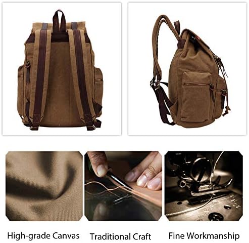 FANDARE Backpack Hiking Daypacks Computers Laptop Rucksack Satchel Bookbag Mountaineering Multi-Function Vintage Canvas Bag Women and Men Green(Size: Large)