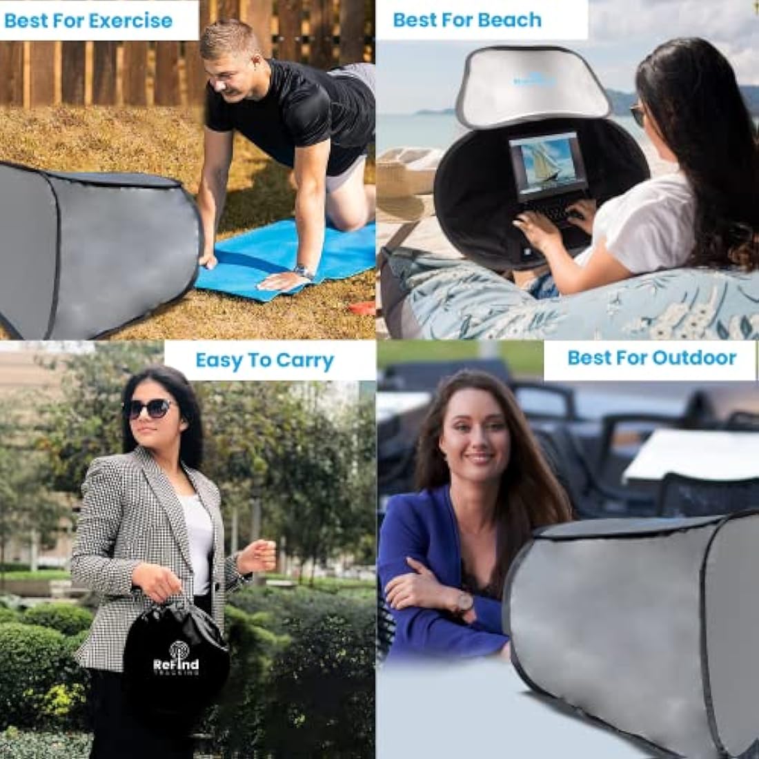 ReFind Computer Shade for Portable Anti-Glare Protection. Work Outdoors With Sunshade, Privacy, Heat Protection and Weather Shelter. Laptop Hood Accessory for MacBook, iPhone, Tablet, iPad