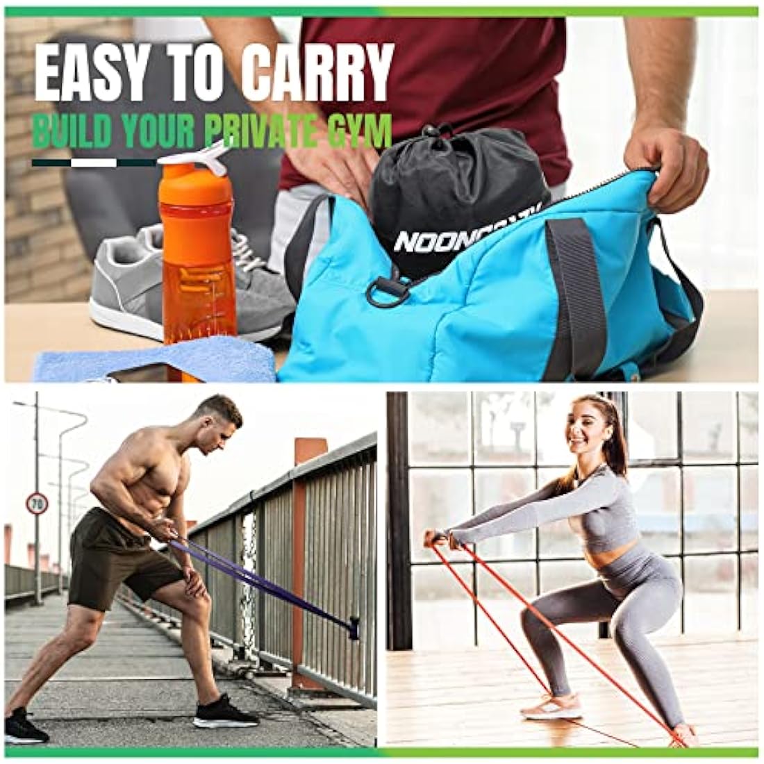 nooncrazy Resistance Bands Set, Pull Up Assistance Bands 4 Different Levels with Handles & Door Anchor & Training Poster, Gym Bands for Strength Training, Yoga, Muscle Toning for Men and Women