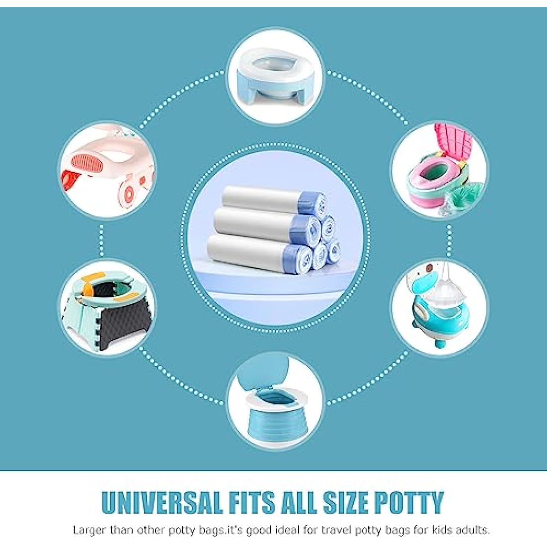 Portable Travel Potty Chair Liners Bags Universal with Drawstring For Toddler Potty Training Toilet Seat Disposable Cleaning Bag For Kids Toddler Adults Pet Outdoors-90 PCS(45 * 50CM)