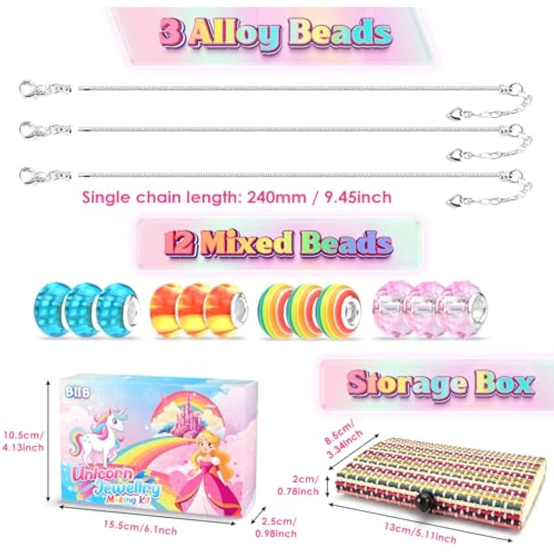 BIIB Unicorn Gifts for Girls, Bracelet Making Kit, Jewellery Making Kit, Gifts for Teenage Girl Toys Age 5 6 7 8 9 10, Girls Gifts Arts and Crafts for Kids, Girl Birthday Presents