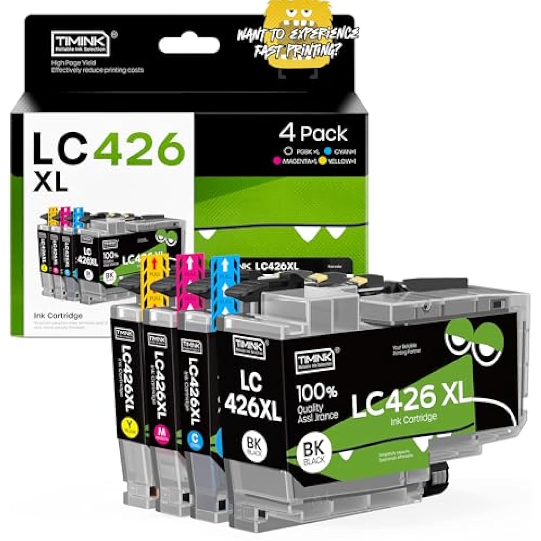 Timink LC426XL LC426 Ink Cartridges Replacement for Brother LC426 Ink LC-426BK LC-426C LC-426M LC-426Y Compatible with Brother MFC-J4340DW MFC-J4540DW MFC-J4335DW MFC-J4535DW Printer (4 Pack)