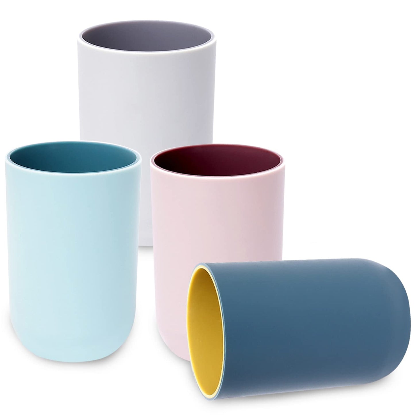 MAIJIAJU 4Pcs Toothbrush Cup, Reusable Plastic Mouthwash Tumbler