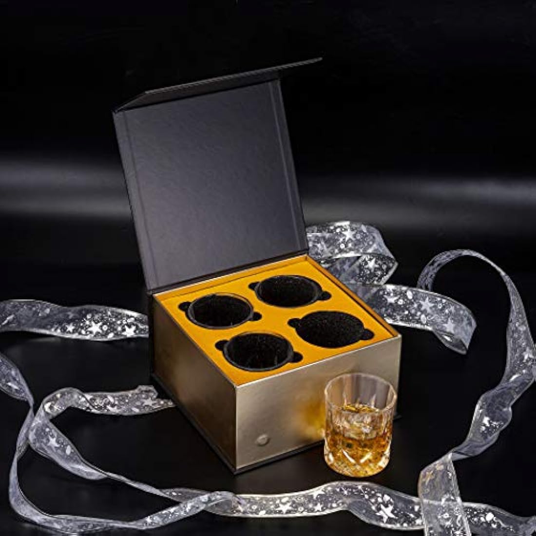 KANARS Whisky Glasses Set, No-Lead Crystal Whiskey Glass for Bourbon, Tequila, Cocktail, Cognac, Martini, Unique Stylish Gift Box, Set of 4, 300 ml